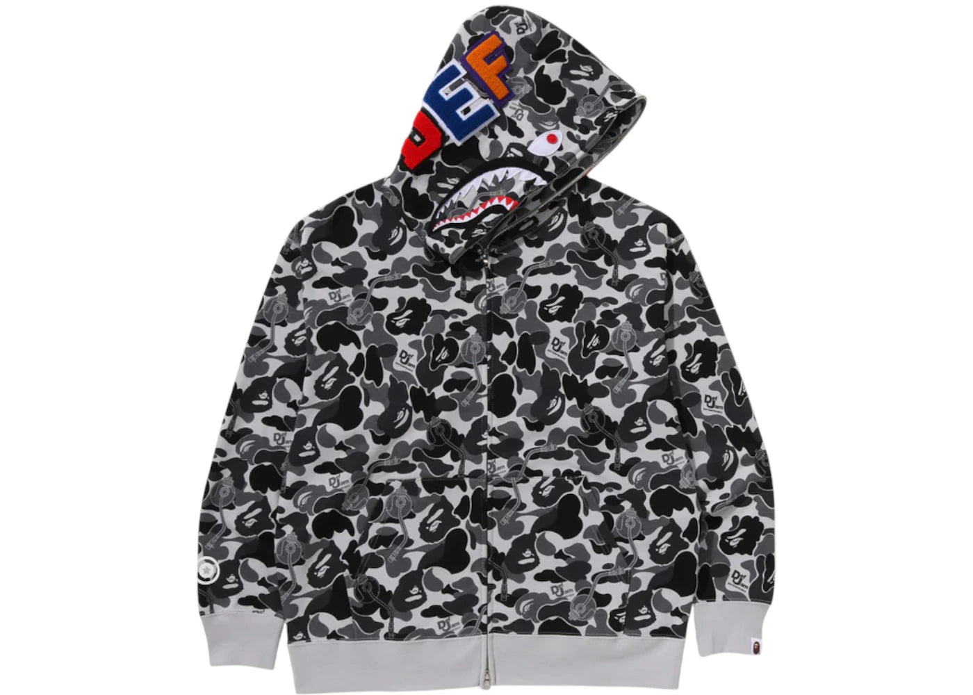 BAPE x Def Jam Camo Shark Relaxed Fit Full Zip Hoodie (FW25) Black
