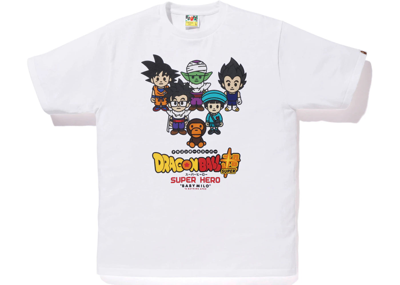 BAPE x Dragon Ball Super Goku & Gohan & Pan & Piccolo &Vegeta Baby Milo Japan Exclusive Tee White