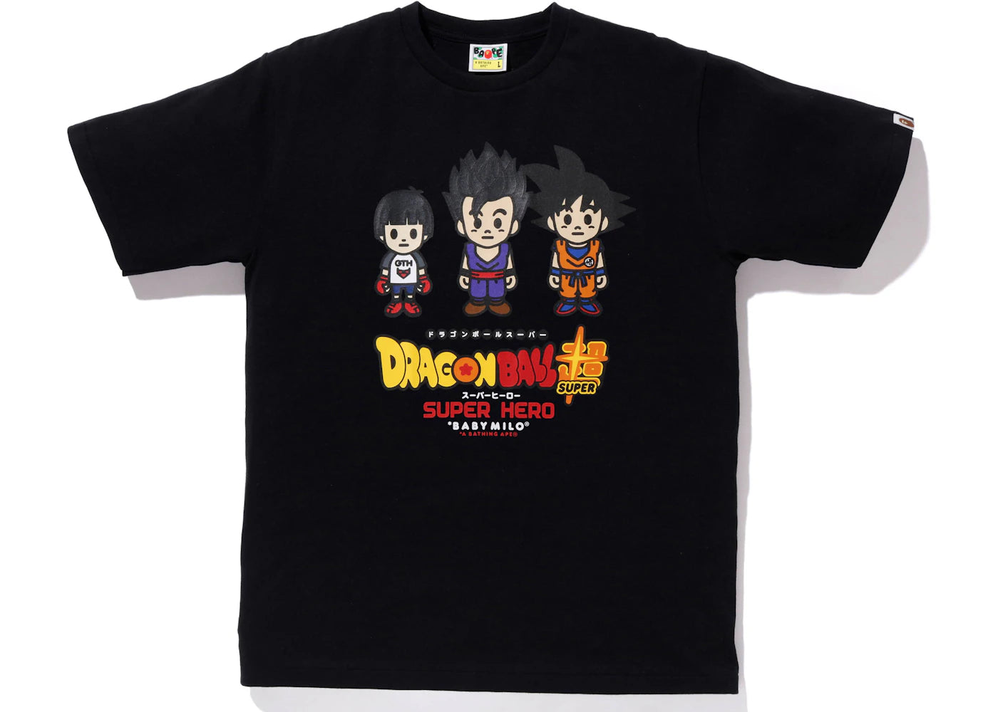 BAPE x Dragon Ball Super Pan & Son Gohan & Son Goku Baby Milo Japan Exclusive Tee Black