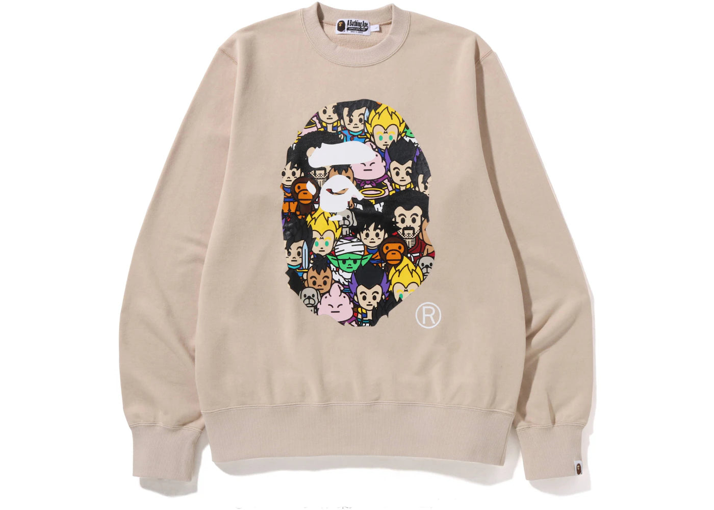 BAPE x Dragon Ball Z Ape Head Crewneck Sweatshirt Beige