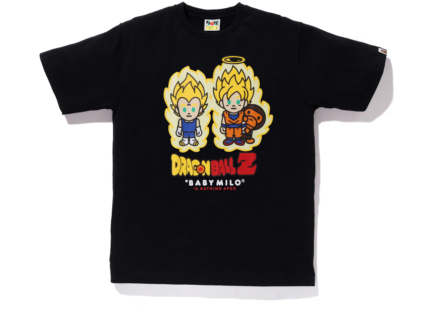 BAPE x Dragon Ball Z Super Saiyan Vegeta & Son Goku Baby Milo Tee Black