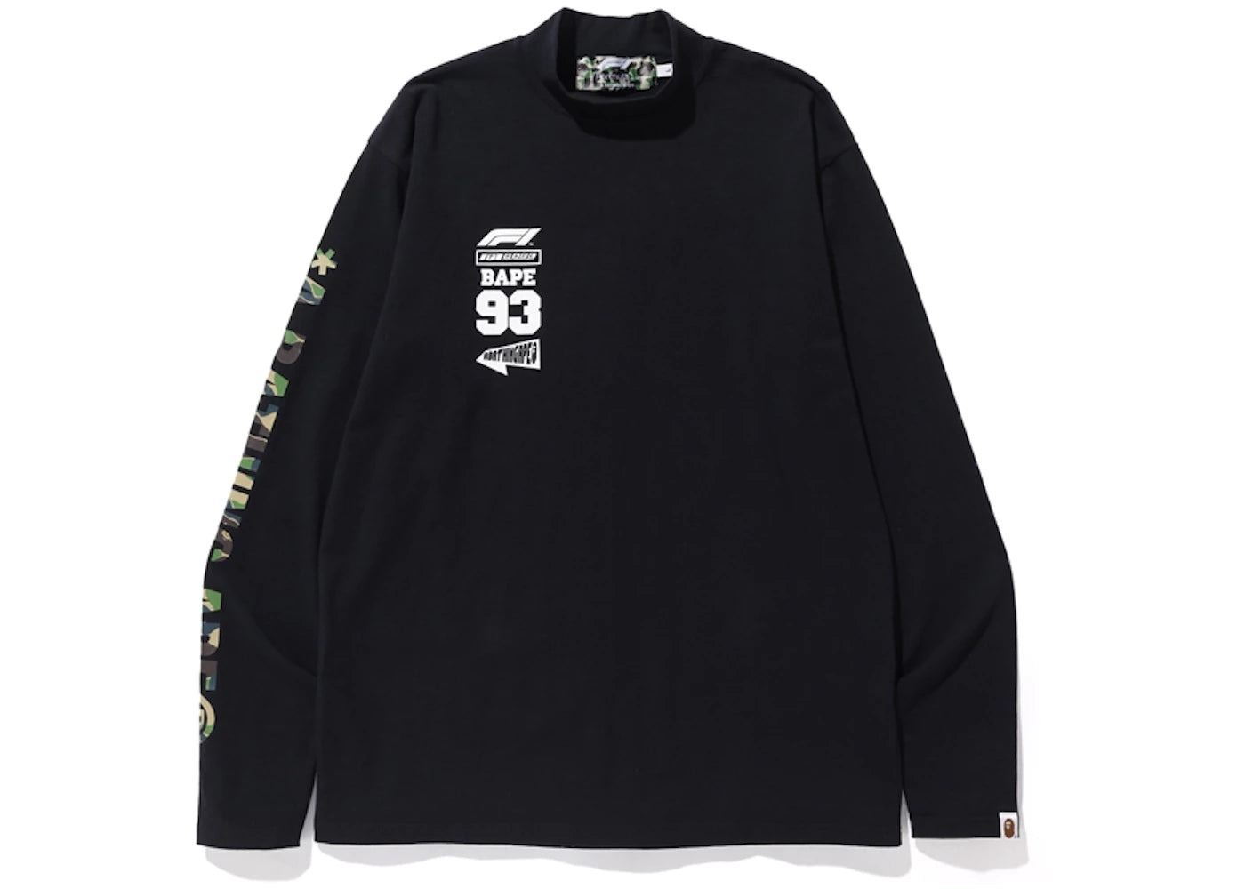 BAPE x F1 Mock Neck Long Sleeve Tee Black