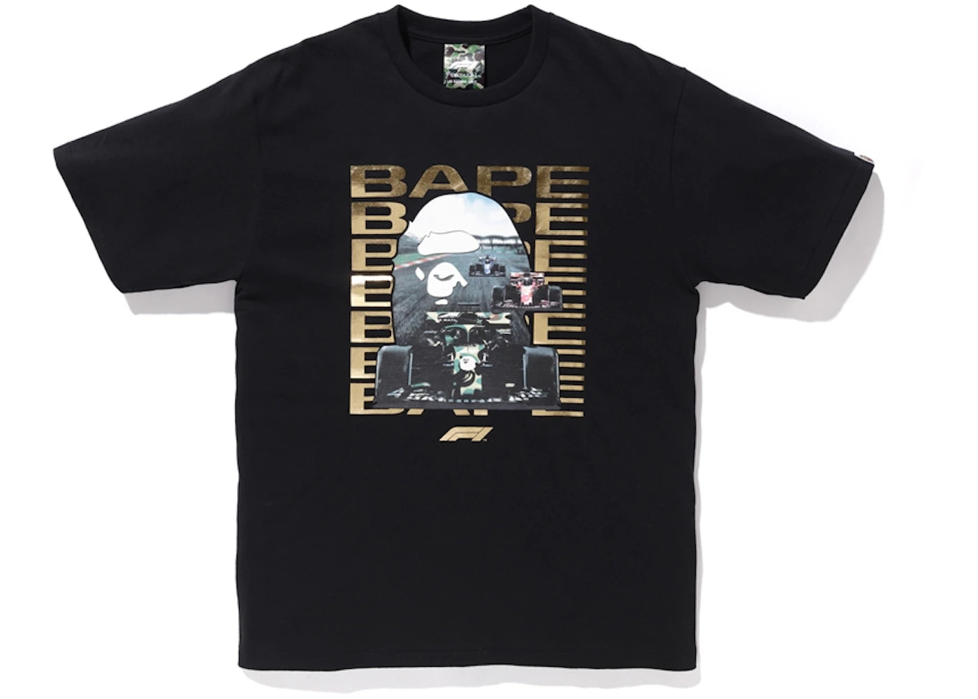 BAPE x F1 Photo Ape Head Tee Black