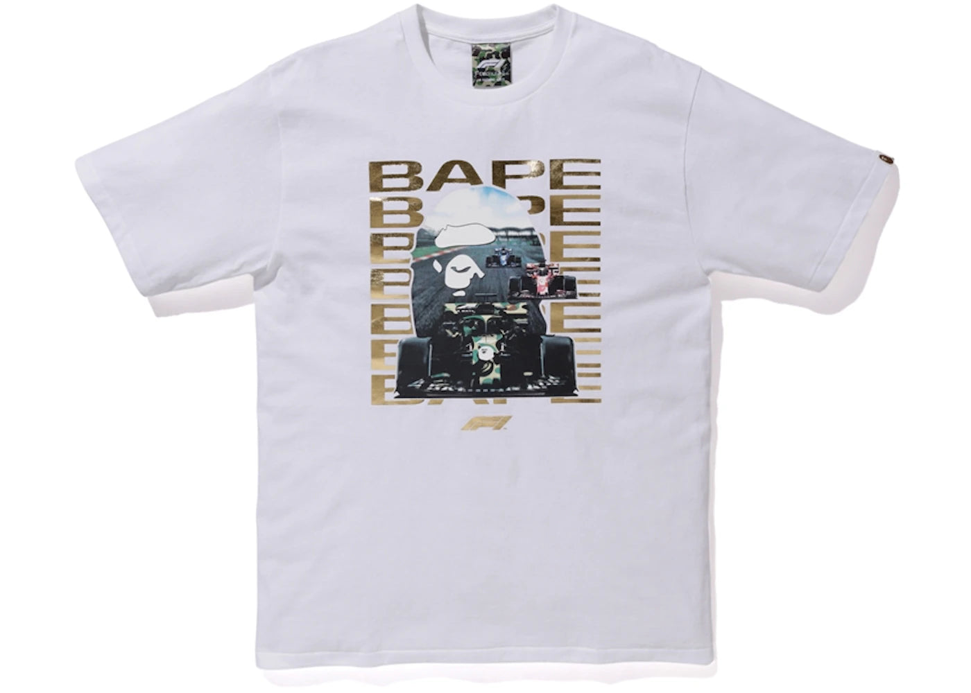 BAPE x F1 Photo Ape Head Tee White