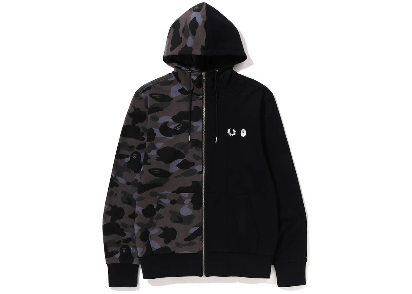 BAPE x Fred Perry Color Camo Zip Hoodie Black
