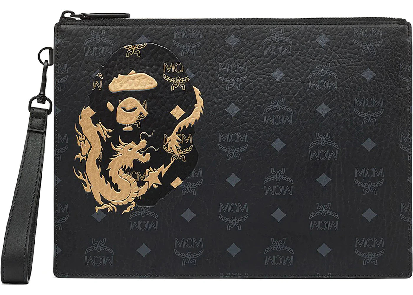 BAPE x MCM Flat Pouch Black