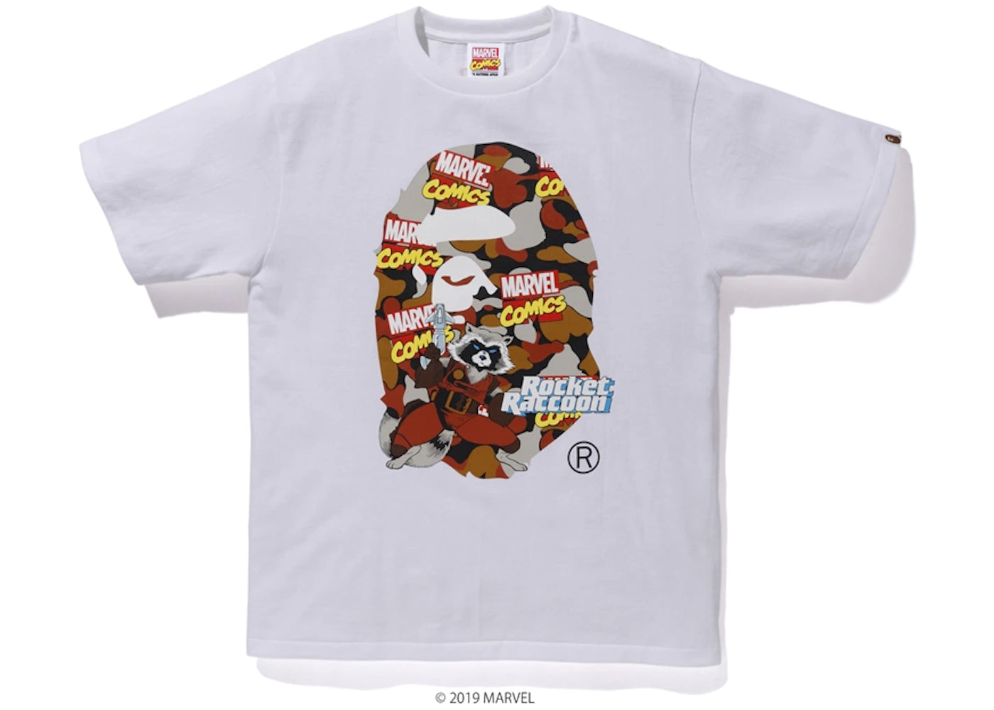 BAPE x Marvel Camo Rocket Raccoon Tee White