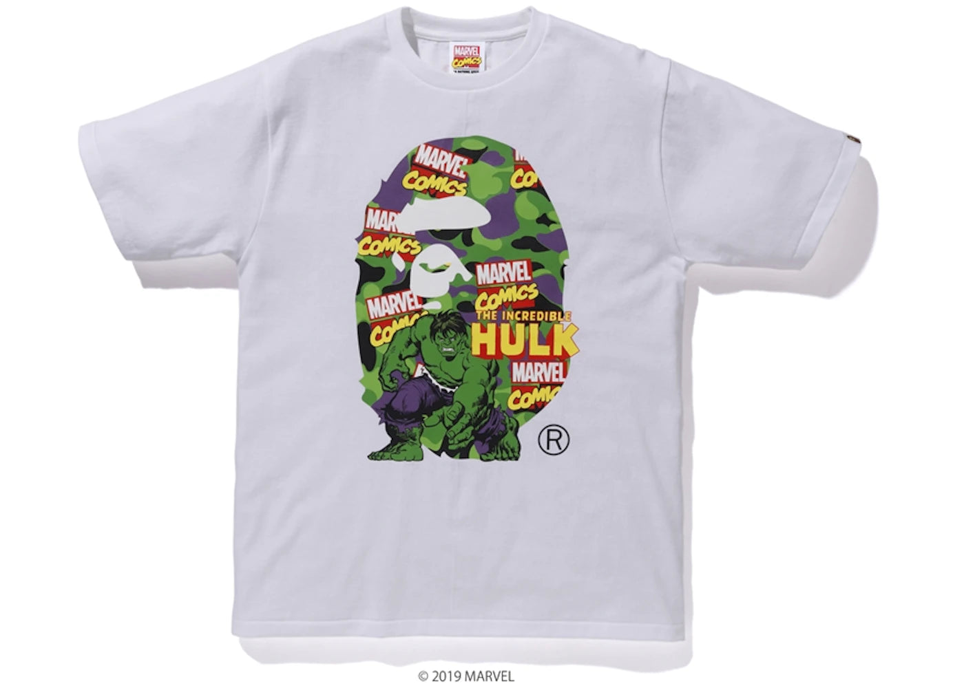 BAPE x Marvel Camo The Hulk Tee White