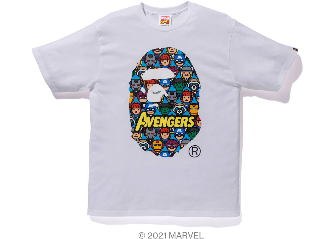 BAPE x Marvel Comics Avengers Ape Head Tee White