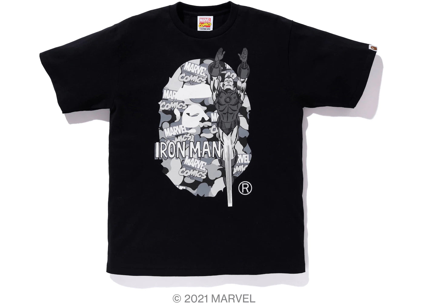 BAPE x Marvel Comics Camo Iron Man Tee Black