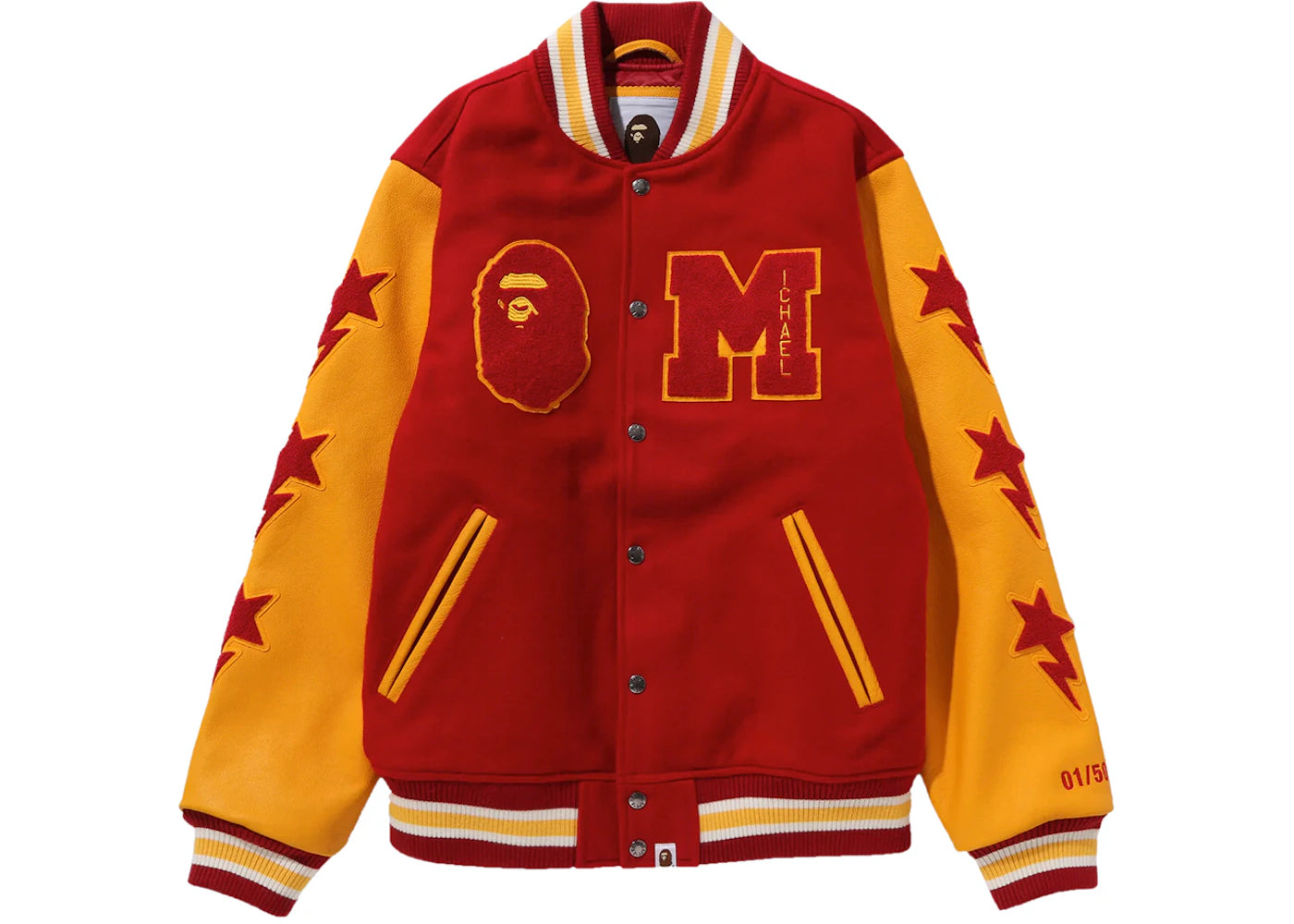 BAPE x Michael Jackson Varsity Jacket Red