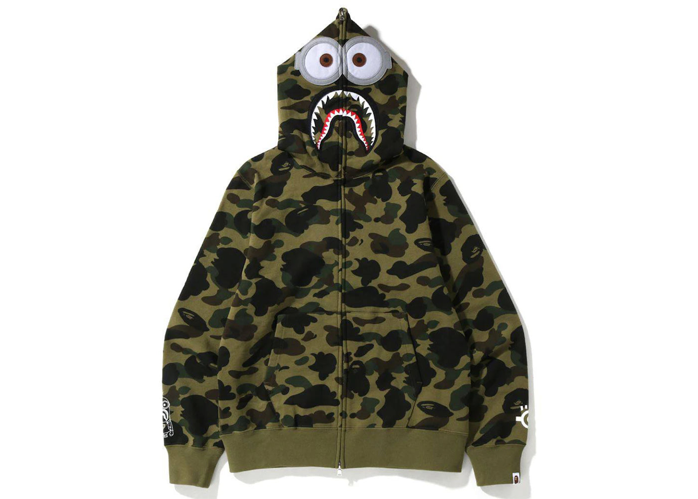 BAPE x Minions 1st Camo Shark Full Zip Hoodie Green