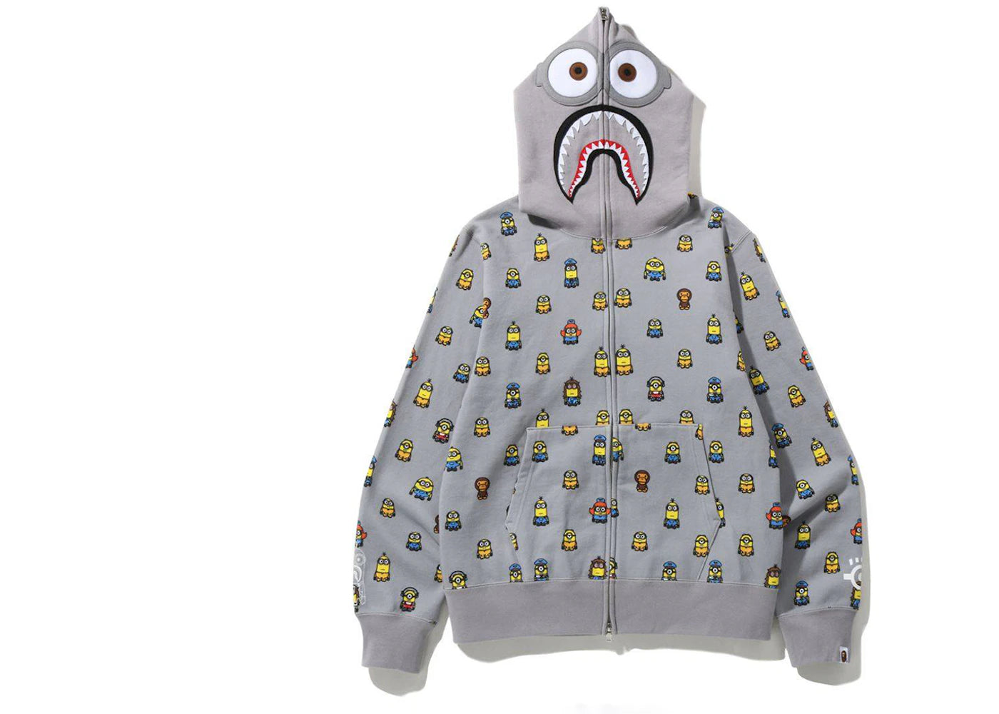 BAPE x Minions Shark Full Zip Hoodie Grey