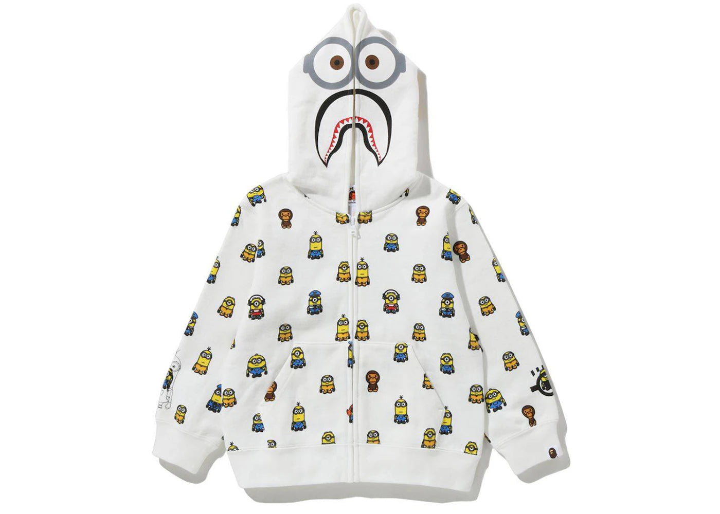 BAPE x Minions Shark Full Zip Kids Hoodie White