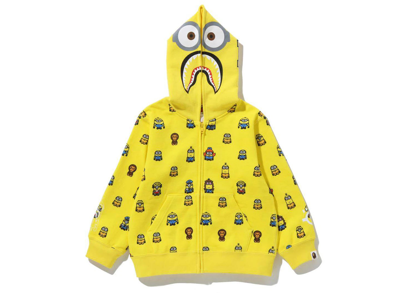 BAPE x Minions Shark Full Zip Kids Hoodie Yellow