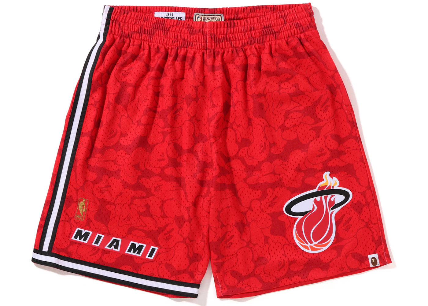 BAPE x Mitchell & Ness Miami Heat Shorts Red