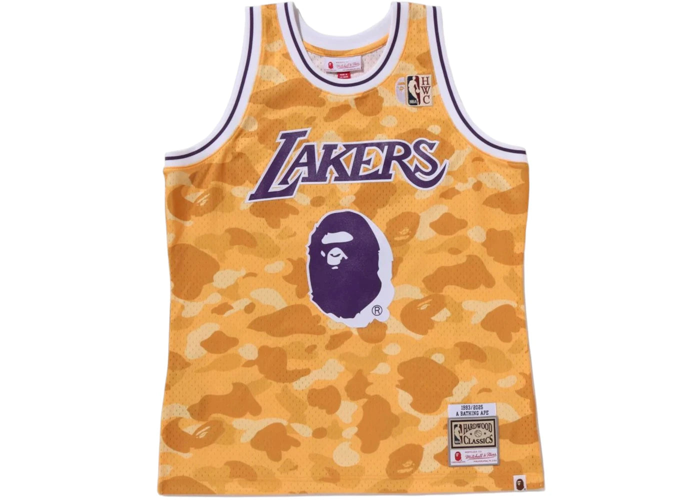 BAPE x Mitchell & Ness NBA Los Angeles Lakers Swingman Jersey Yellow
