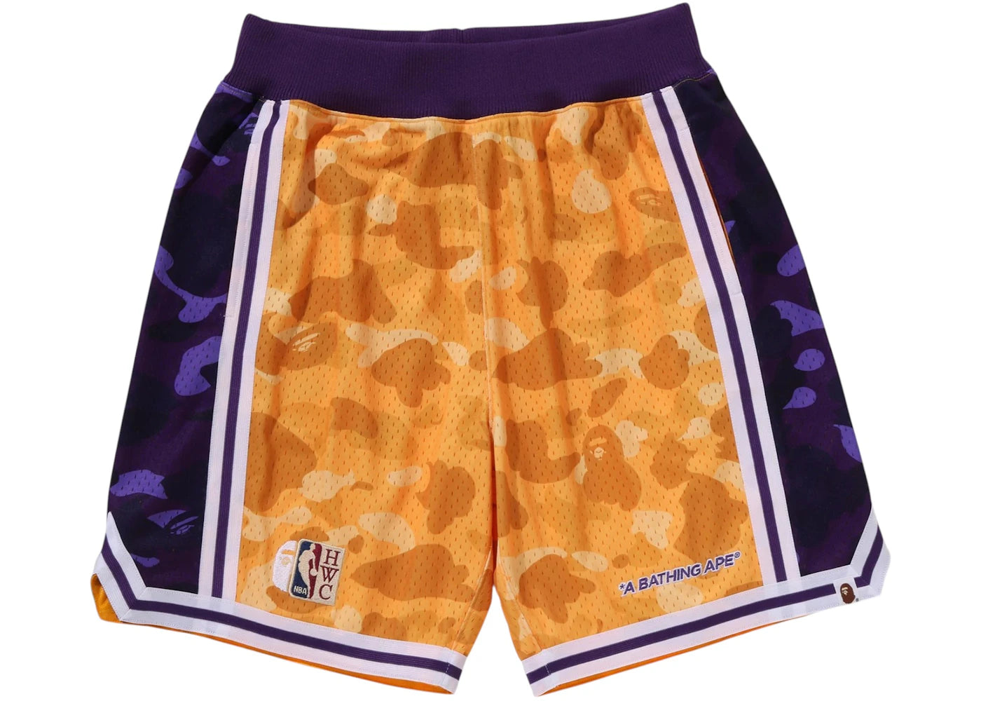 BAPE x Mitchell & Ness NBA Los Angeles Lakers Swingman Shorts Yellow