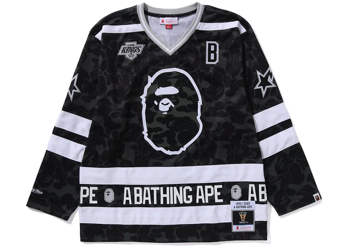 BAPE x Mitchell & Ness NHL Los Angeles Kings Mesh Hockey Jersey L/S Tee Black