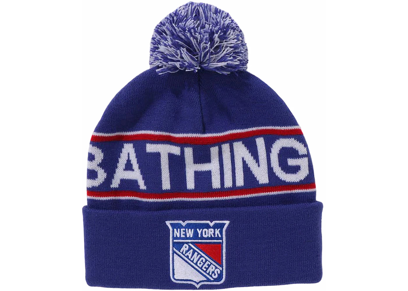 BAPE x Mitchell & Ness NHL Pom Beanie Navy
