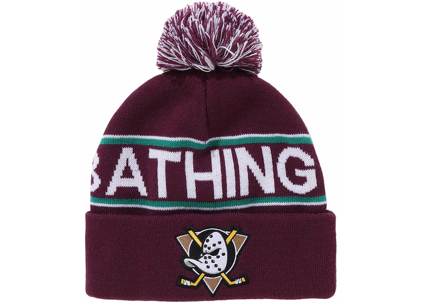 BAPE x Mitchell & Ness NHL Pom Beanie Purple