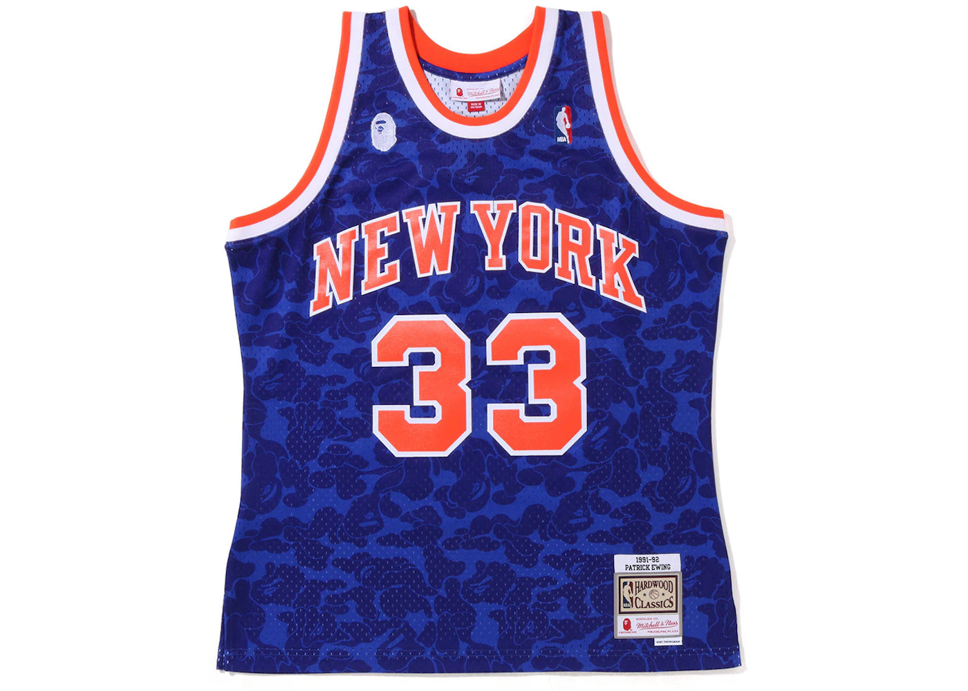 BAPE x Mitchell & Ness New York Knicks Ewing Jersey Blue
