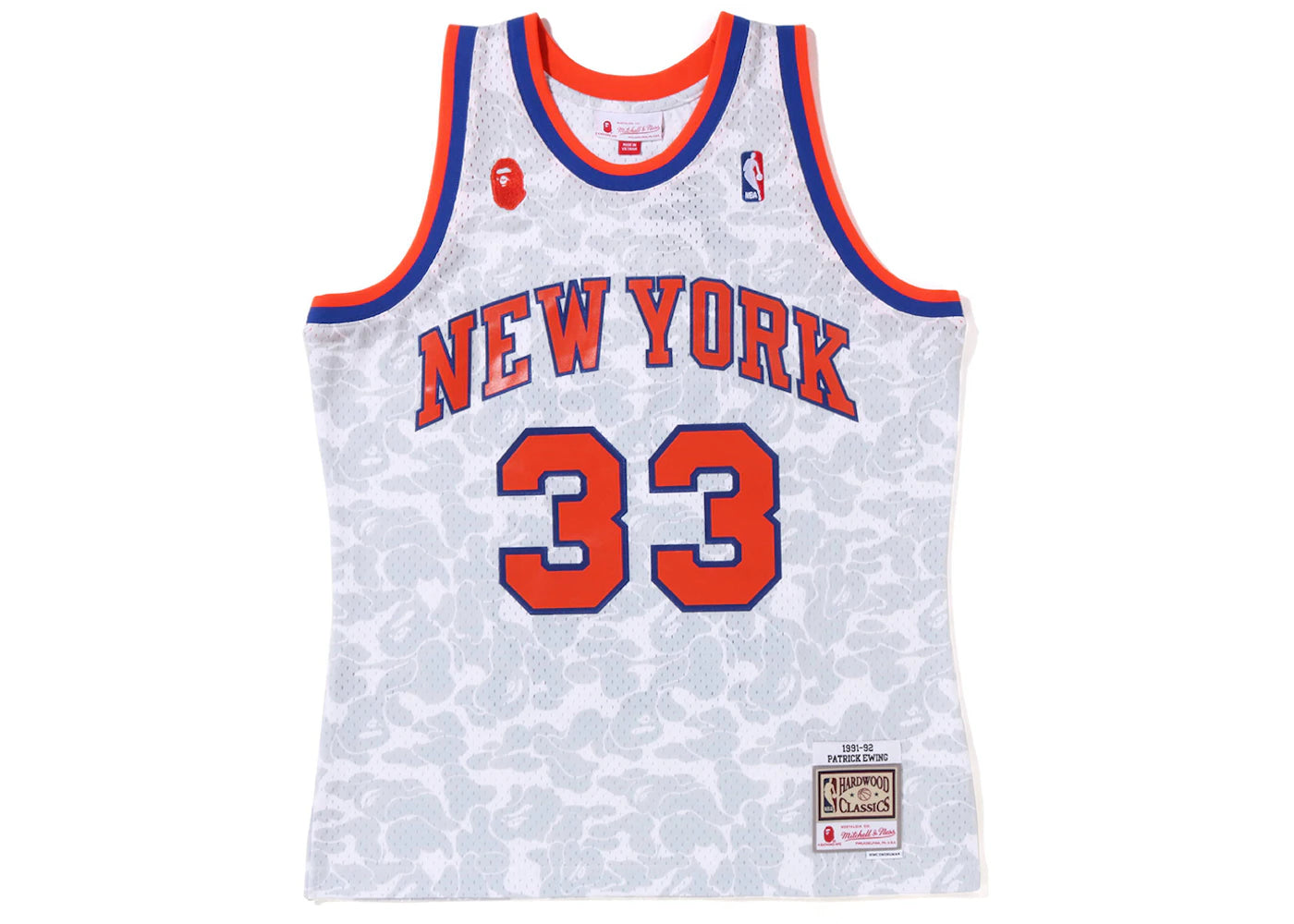 BAPE x Mitchell & Ness New York Knicks Ewing Jersey White