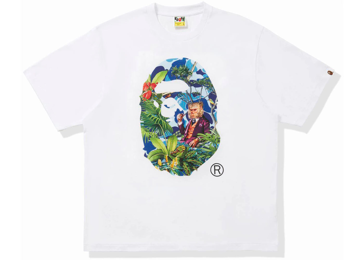 BAPE x Monkey 47 Ape Head Tee White Blue