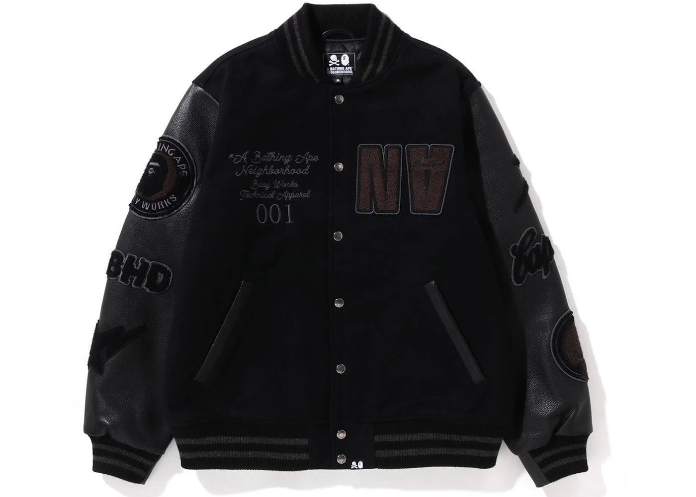 BAPE x Neighborhood Numbering Exclusive Varsity Jacket Black