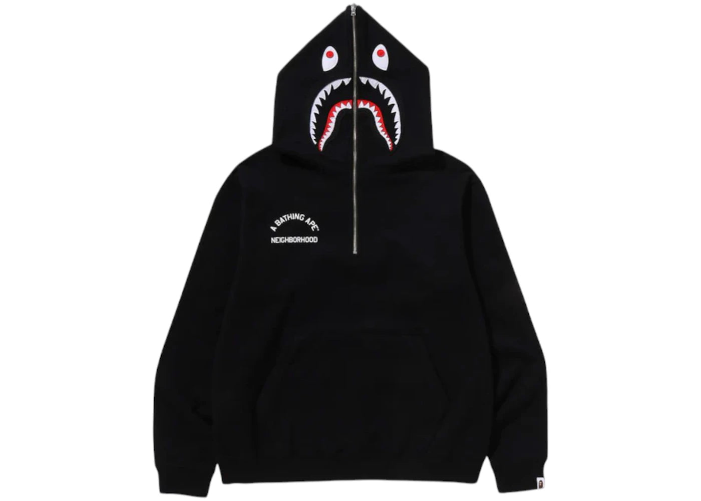 BAPE x Neighborhood Two Face Half Zip Pullover Hoodie Black
