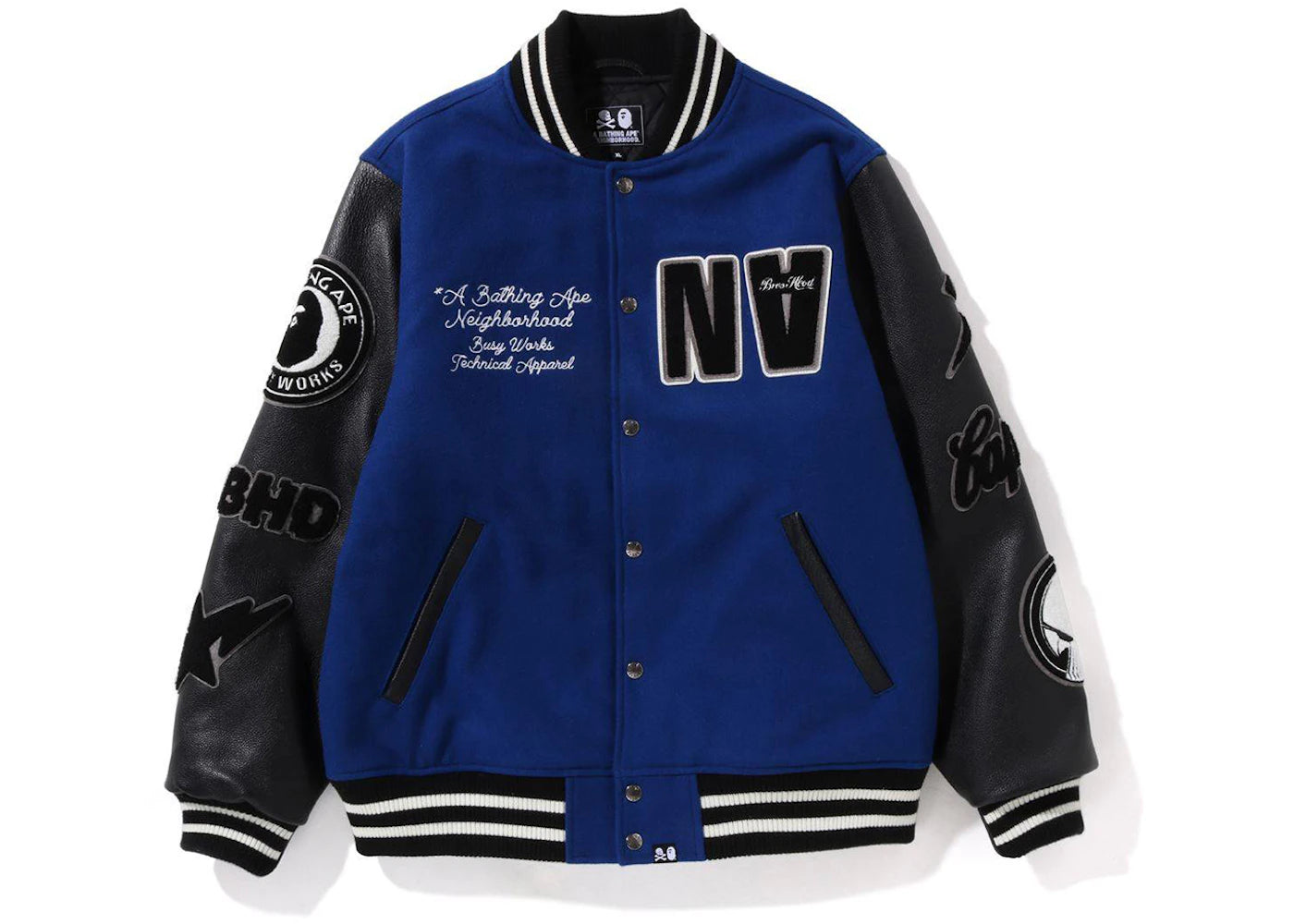 BAPE x Neighborhood Varsity Jacket Blue Black