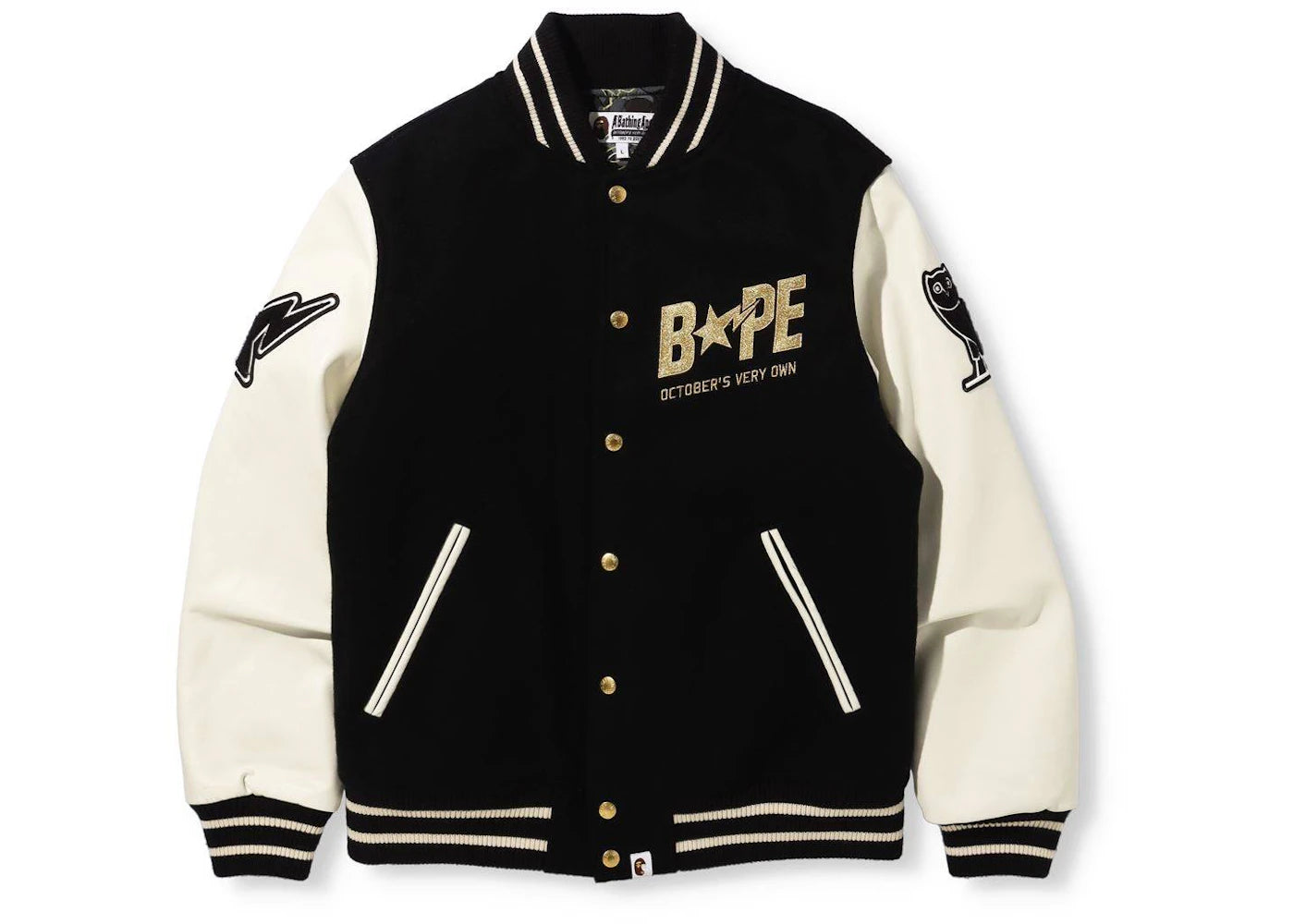 BAPE x OVO Varsity Jacket Black