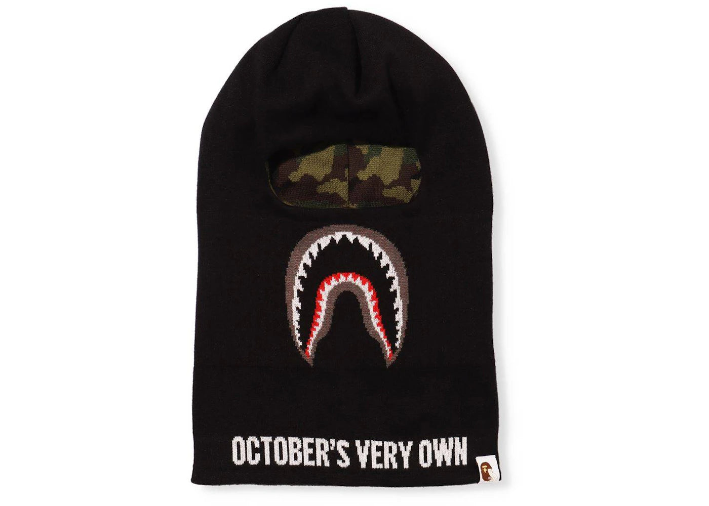 BAPE x OVO Woodland Camo Shark Reversible Balaclava Black
