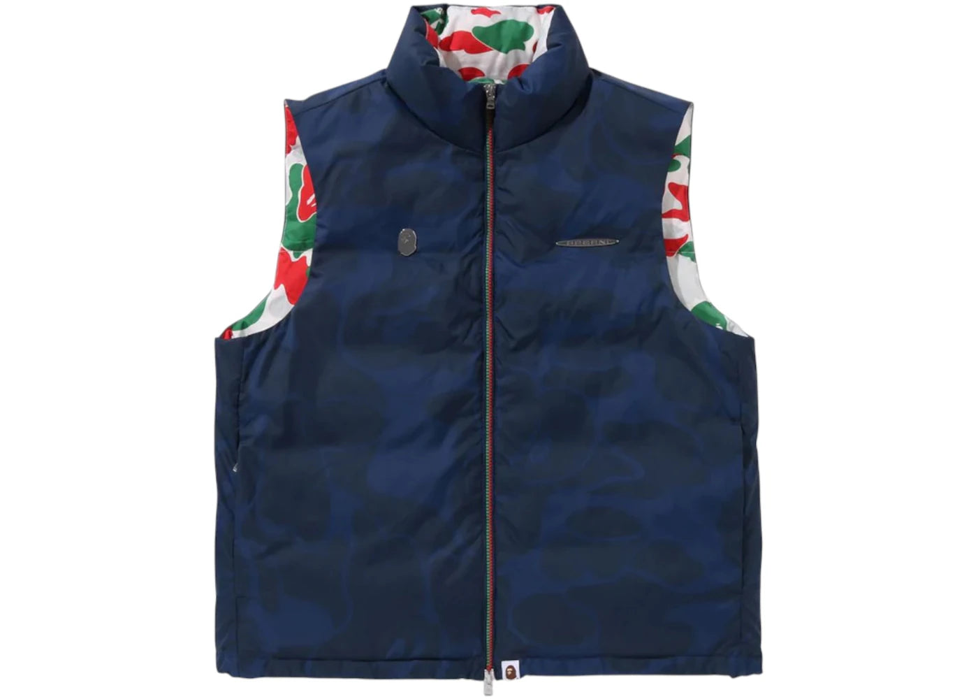 BAPE x Pagani Solid Camo Logo Down Vest Navy