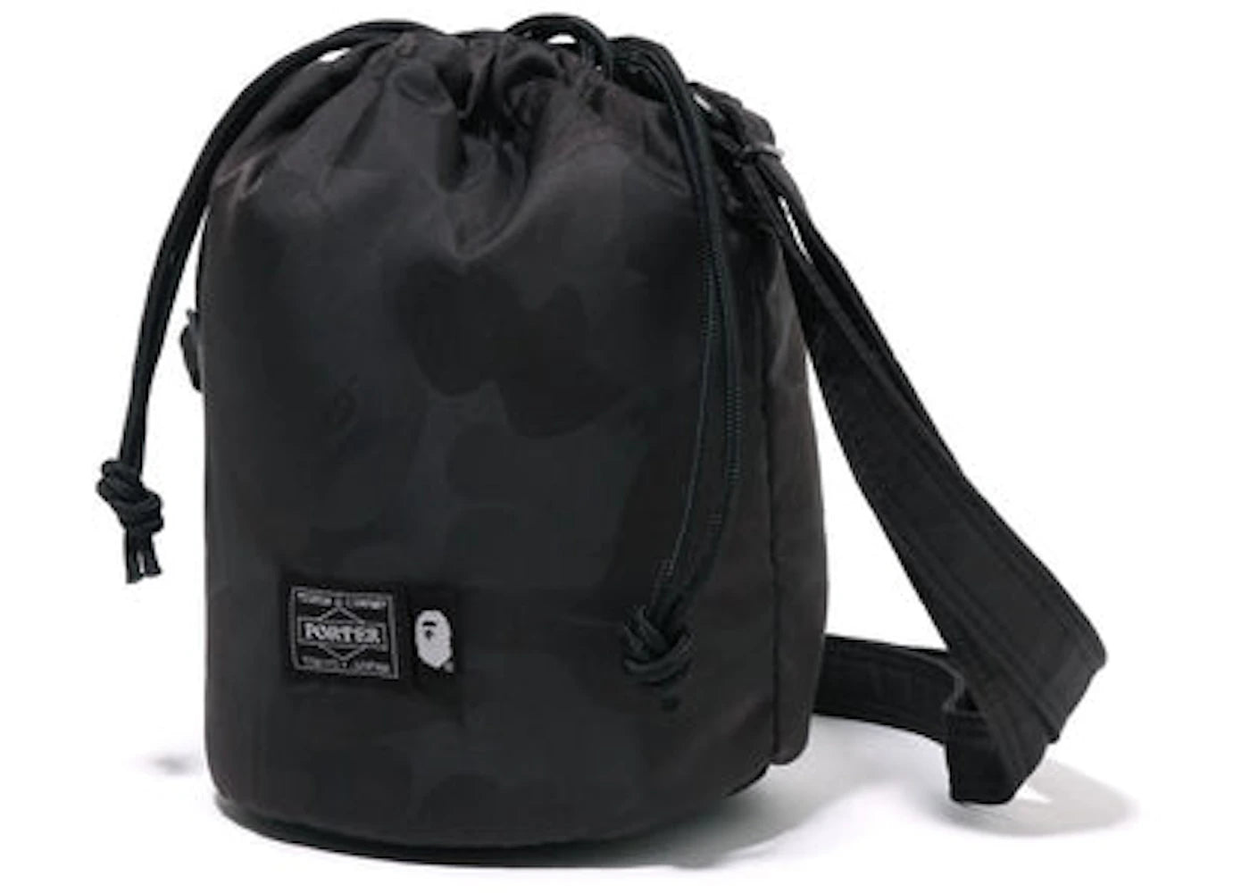 BAPE x Porter Solid Camo Drawstring Bag Black