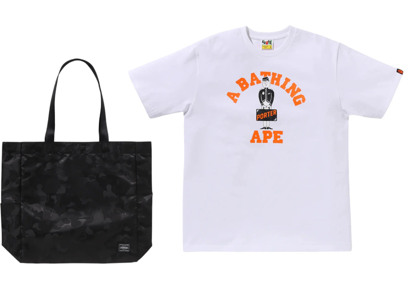 BAPE x Porter Stand Tee & Tote Bag Tee White