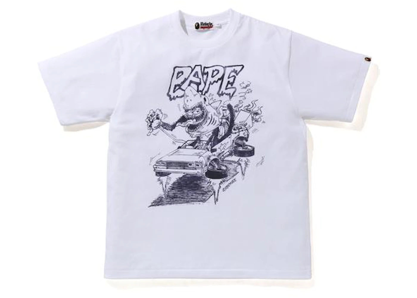 BAPE x READYMADE Shark Wide Tee White