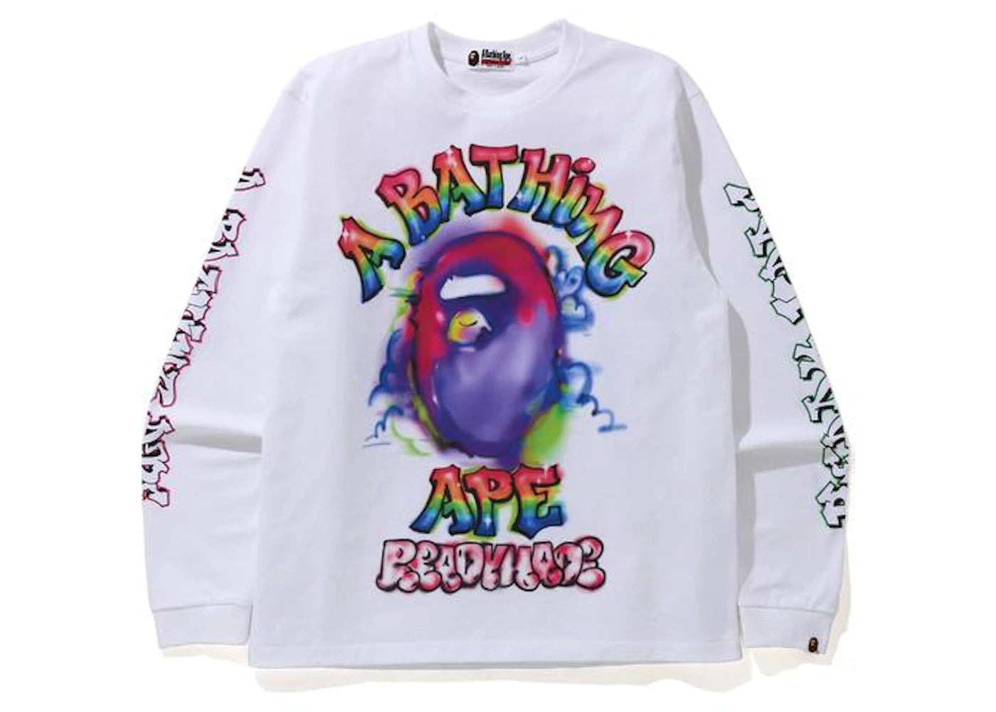 BAPE x READYMADE Spray Wide L/S Tee White