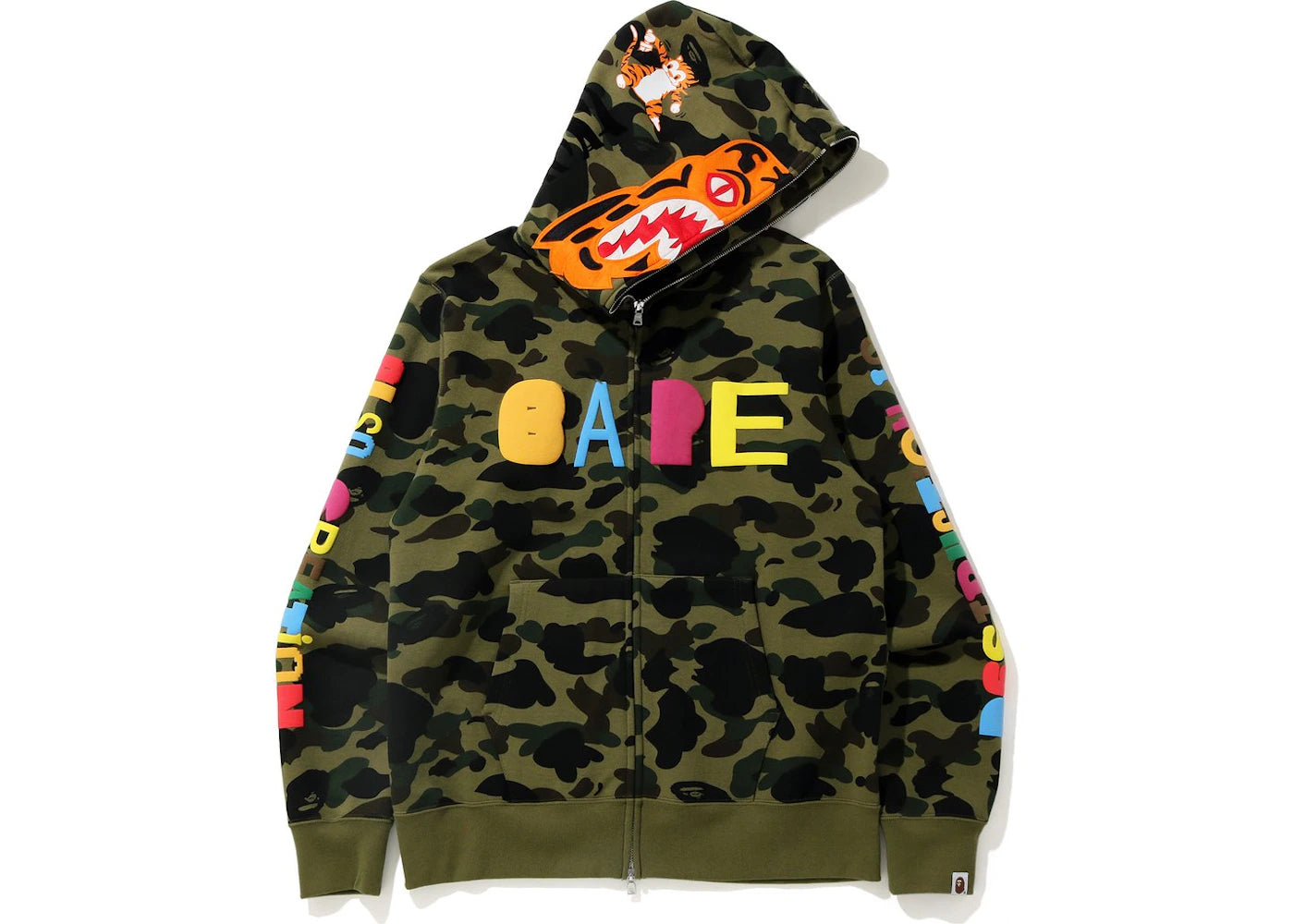 BAPE x READYMADE Tiger Shark Wide Full Zip Hood Green