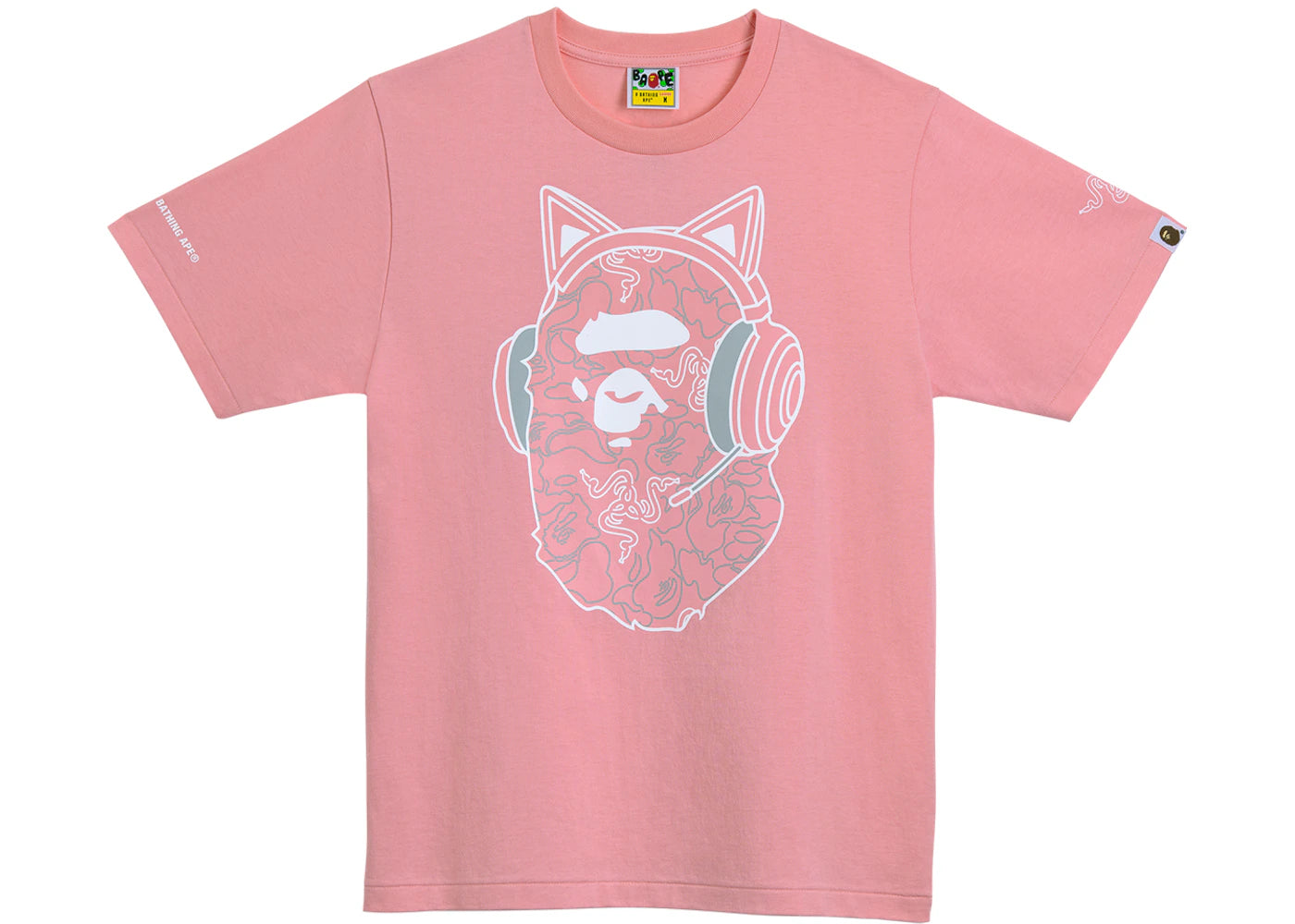 BAPE x Razer NEon Camo Ape Head Tee Pink