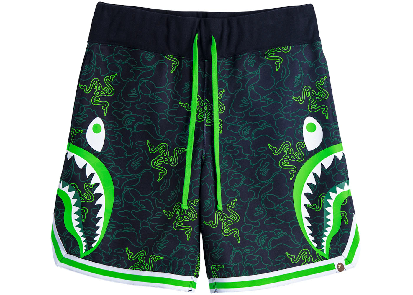 BAPE x Razer Neon Camo Basketball Sweat Shorts Black Green