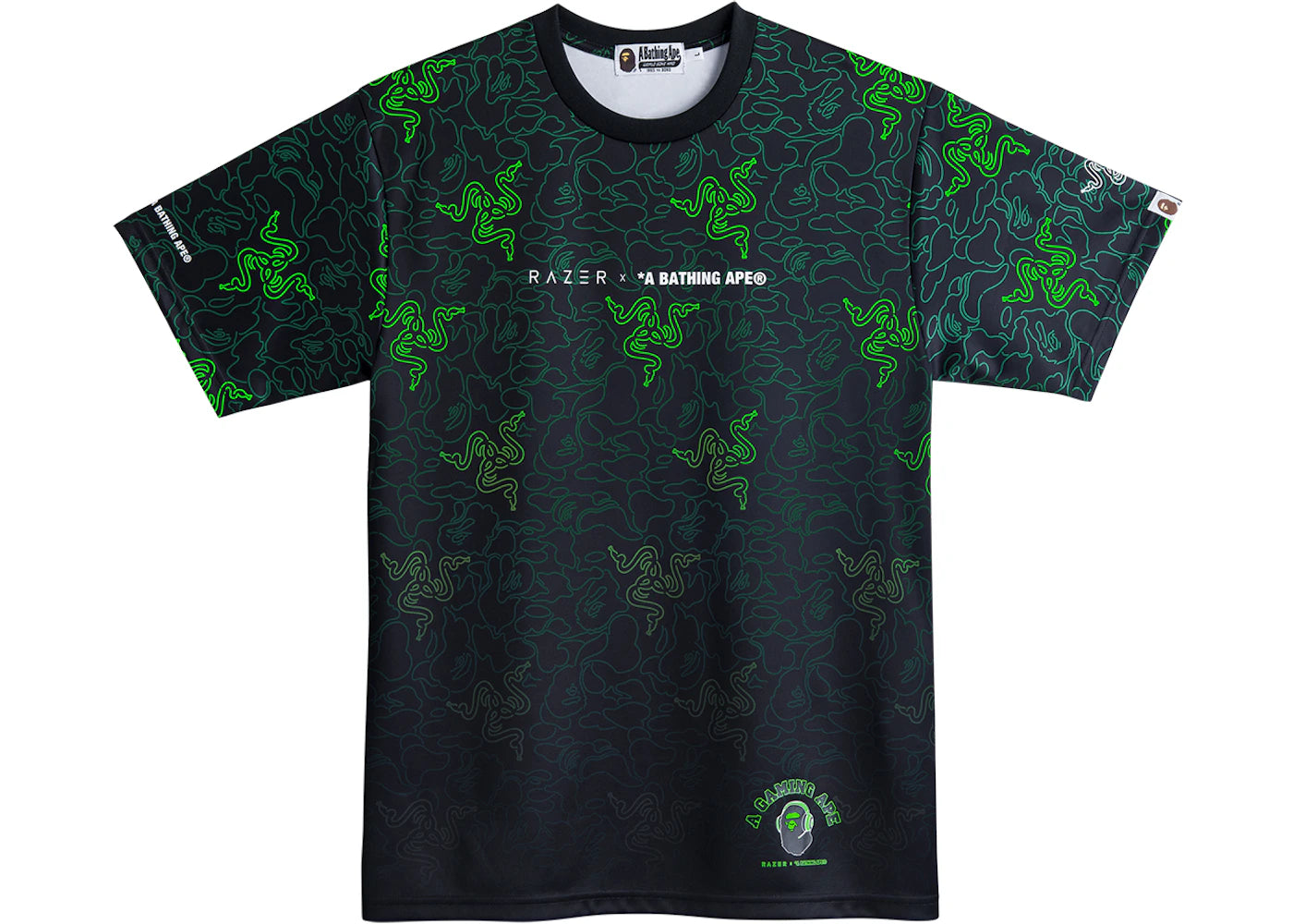 BAPE x Razer Neon Camo Team Tee Green