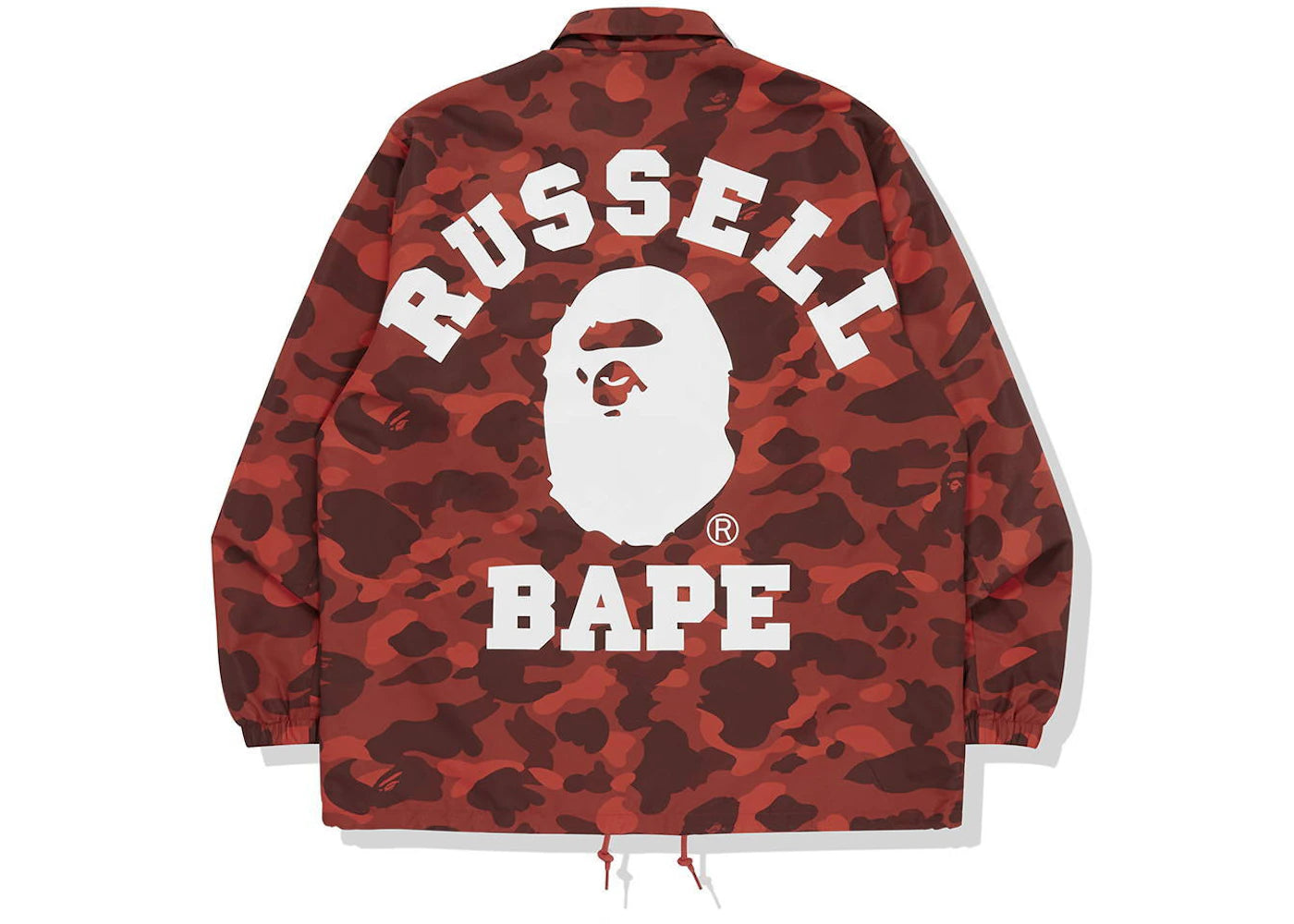 BAPE x Russell Color Camo College Coach Jacket Red