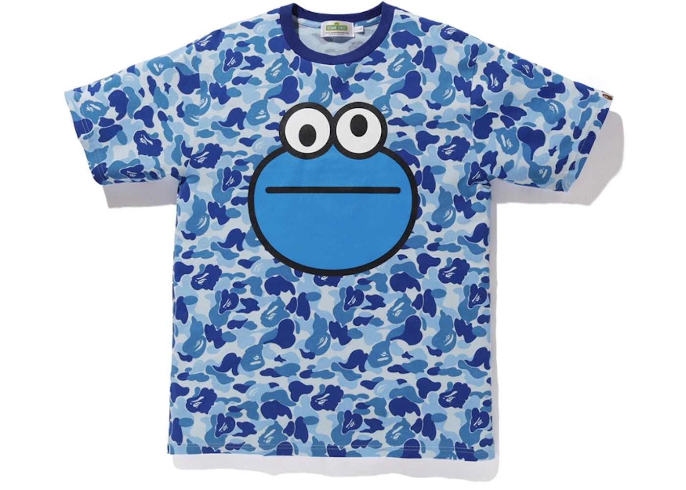 BAPE x Sesame Street ABC Camo Cookie Monster Tee Blue