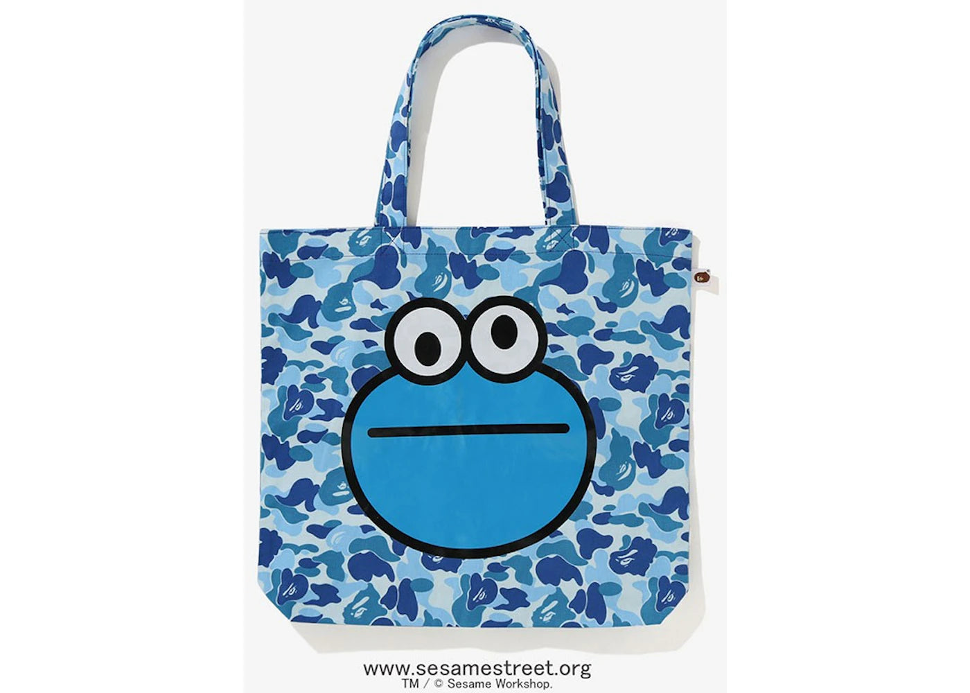BAPE x Sesame Street ABC Camo Cookie Monster Tote Blue