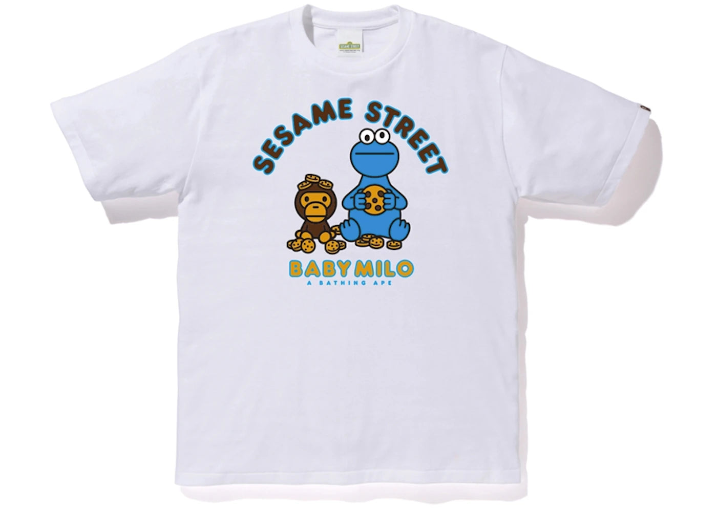 BAPE x Sesame Street Milo & Cookie Monster Tee White