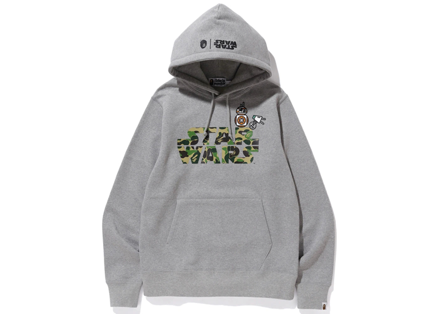 BAPE x Star Wars BB-8 & D-O Pullover Hoodie Grey