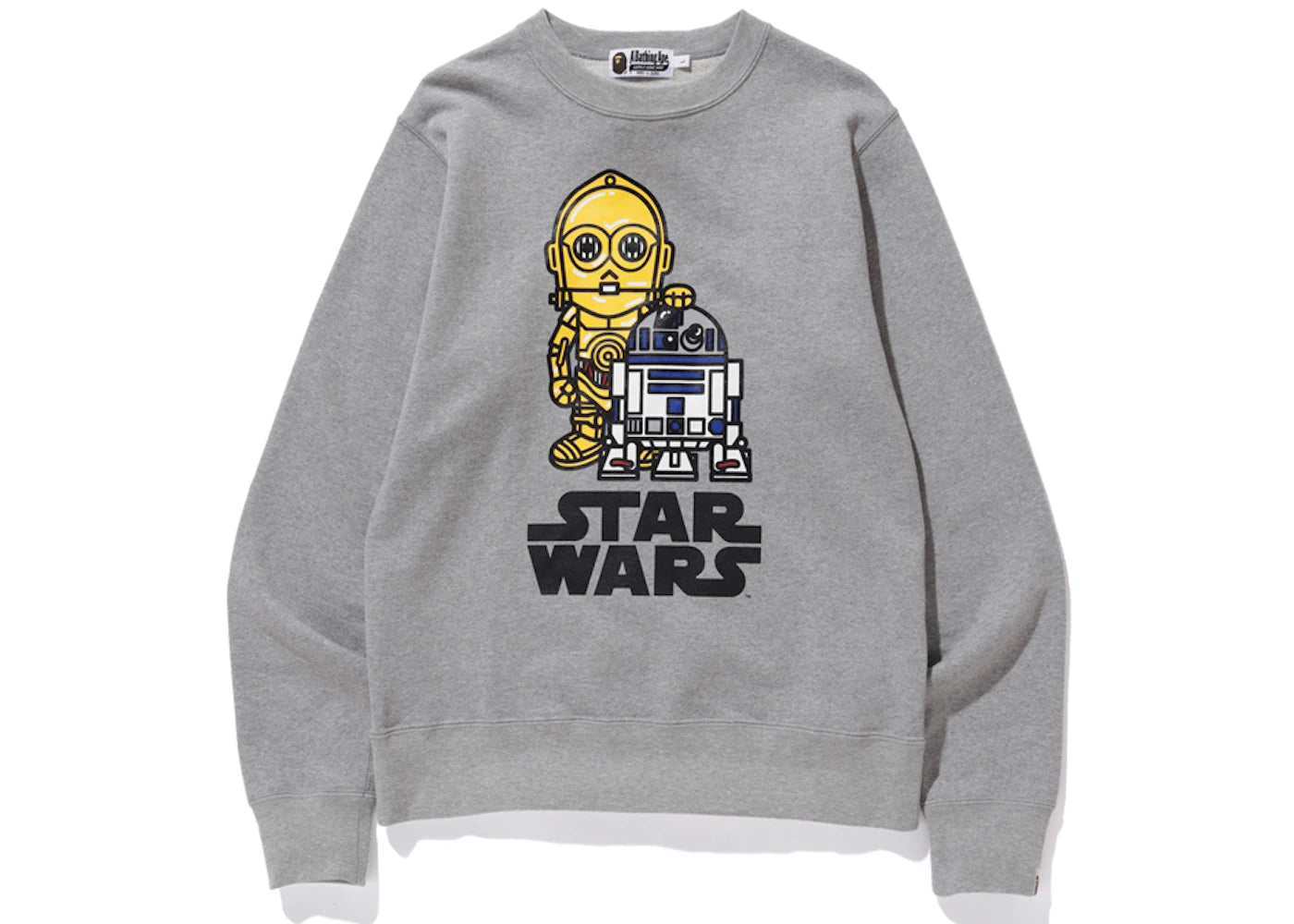 BAPE x Star Wars R2-D2 & C-3PO Crewneck Grey