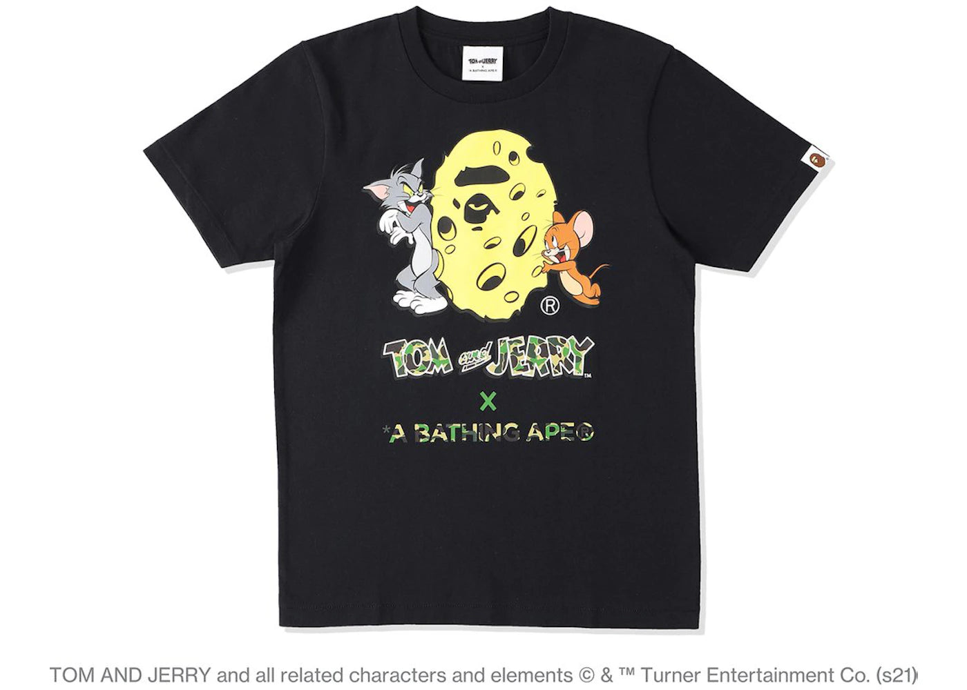 BAPE x Tom and Jerry Cheese Ape Head Kids Tee Black