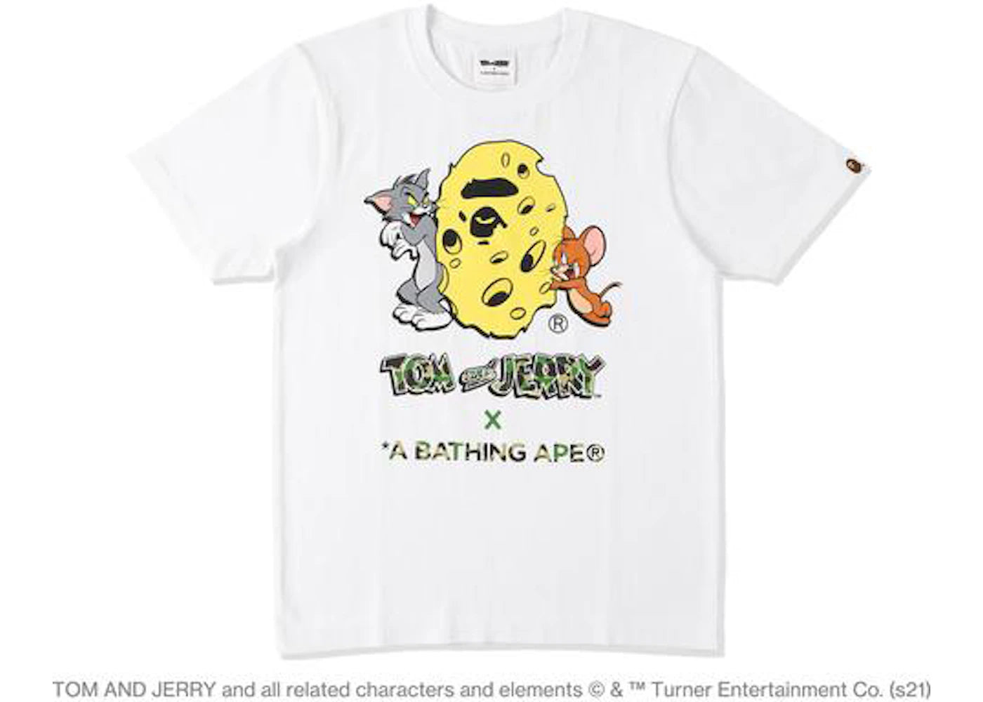 BAPE x Tom and Jerry Cheese Ape Head Kids Tee White